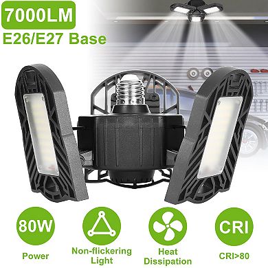 iMounTEK LED Garage Light 80W, 7000LM 6500K Deformable Ceiling Lamp with 3 Adjustable Panels