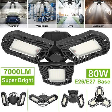 iMounTEK LED Garage Light 80W, 7000LM 6500K Deformable Ceiling Lamp with 3 Adjustable Panels