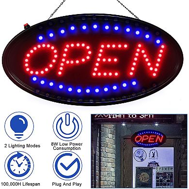 Ultra Bright LED Neon Open Sign with Flash & Steady Modes for Storefront or Business