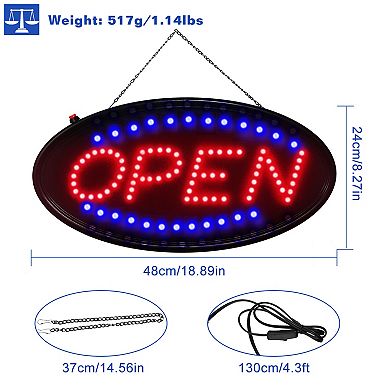 Ultra Bright LED Neon Open Sign with Flash & Steady Modes for Storefront or Business