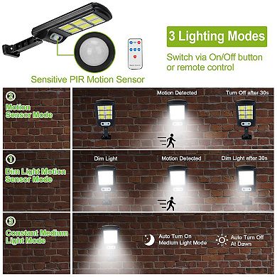 Solar Powered Wall Lights Outdoor 128LED Beads Motion Sensor Lamp IP65 Waterproof 3 Modes Sensor Lig
