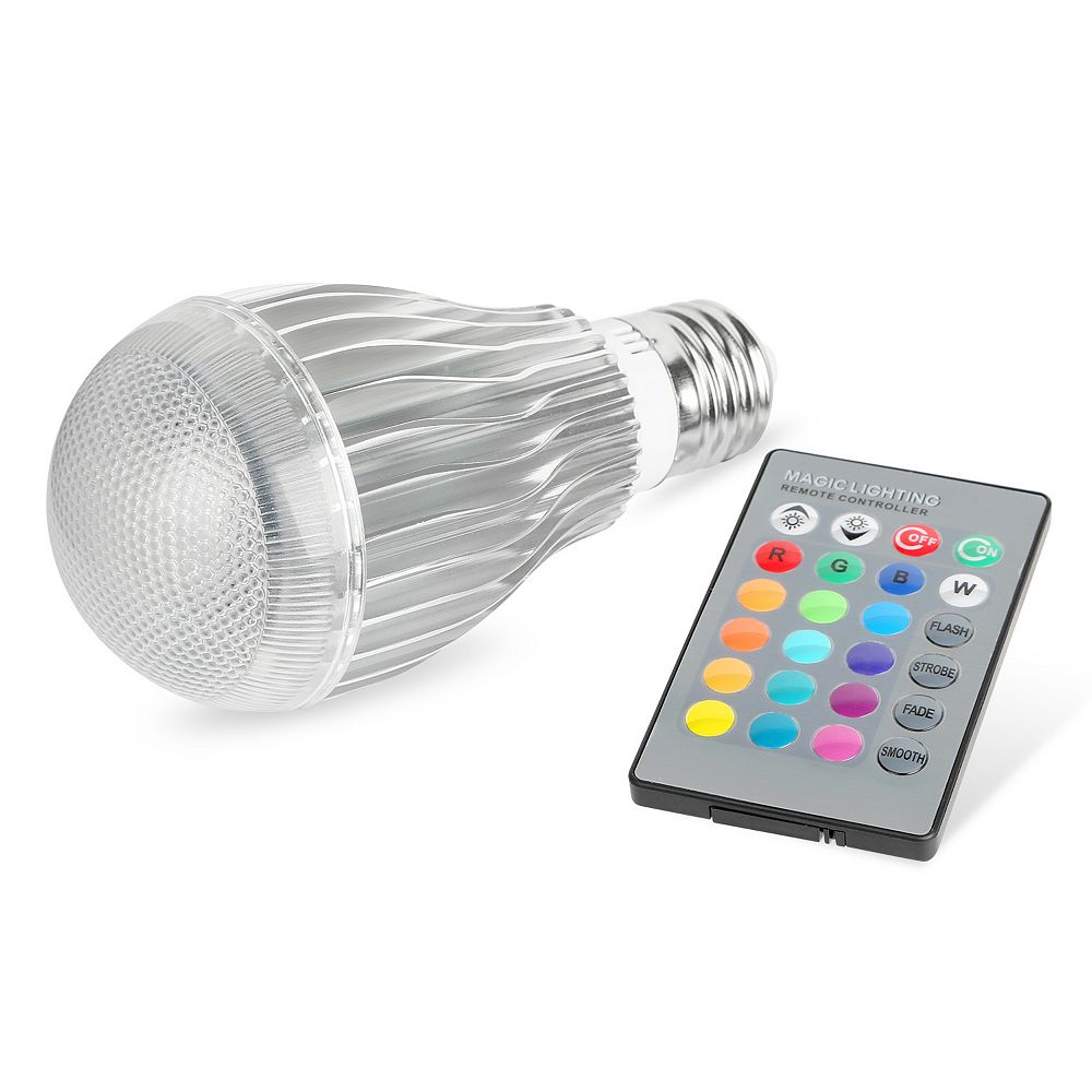 9W RGB LED Light Bulb E27 Base, 16 Color Changing Lamp with 24-Key IR ...