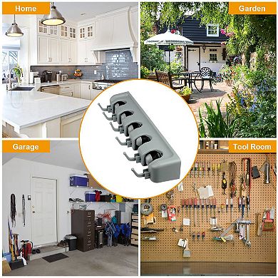 Wall-Mount Mop & Broom Holder with 5-Position Storage Rack for Home, Bathroom, Kitchen, Garage