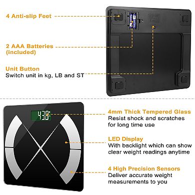 Smart Body Composition Scale Fat Monitor Digital APP Scale BMI Health Analyzer