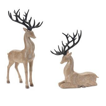 Melrose 2 pc Deer Figurine Set of 2, 13-Inch & 17.5-Inch Floor Decor