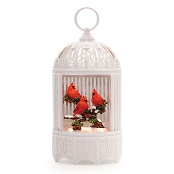 Melrose LED Snow Globe with Cardinals Table Decor