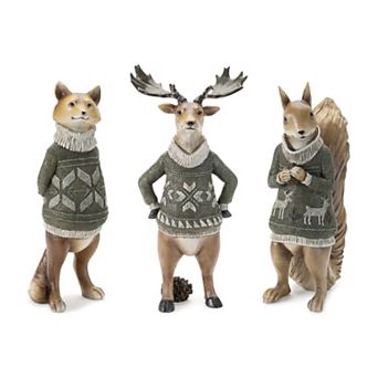 Melrose Fox, Moose & Squirrel 3 pc Figurine Set