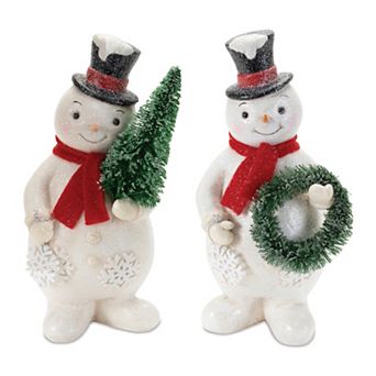 Melrose Snowman Figurine Set of 2 Table Decor