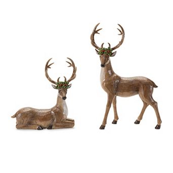 Melrose Deer Holly 2 pc Table Decor Set