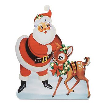 Melrose LED Santa & Deer 19.5-Inch Outdoor Decor