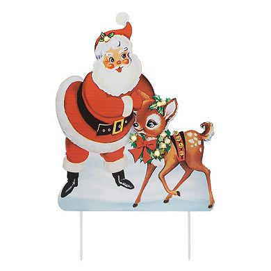 Melrose LED Santa & Deer 19.5-Inch Outdoor Decor
