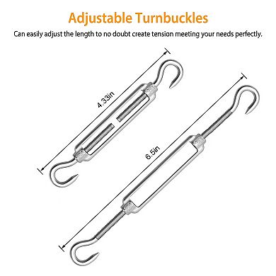 Sun Shade Sail Hardware Kit, Stainless Steel Fixing Accessories for Rectangular & Square Canopies