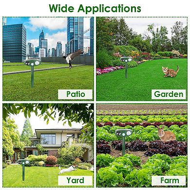 Solar Ultrasonic Animal Repeller with PIR Sensor & Flashing Light, IPX4 Waterproof Pest Chaser
