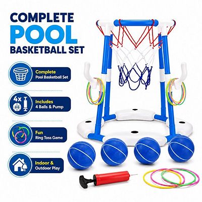 Panier De Basket Piscine 2 En 1 – But De Football Flottant – Avec 2 Balles Et Pompe – Dès 4 Ans