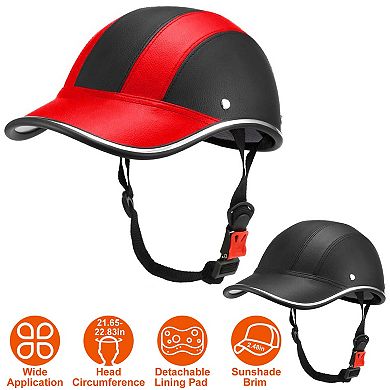 Adjustable Safety Bicycle Helmet Windproof Anti-UV Cycling Cap with Sunshade & Leather