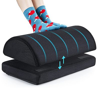 Under Desk Footrest Ergonomic Memory Foam with 2 Heights, Washable Cover for Home Office