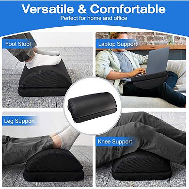 Under Desk Footrest Ergonomic Memory Foam with 2 Heights, Washable Cover for Home Office