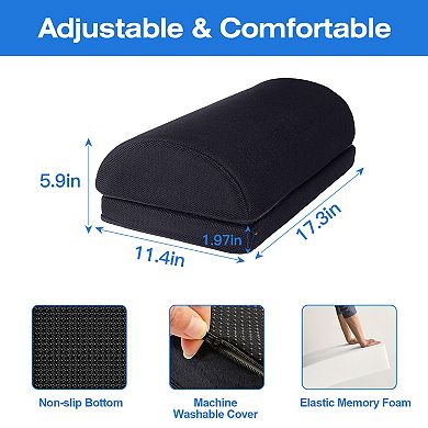 Under Desk Footrest Ergonomic Memory Foam with 2 Heights, Washable Cover for Home Office