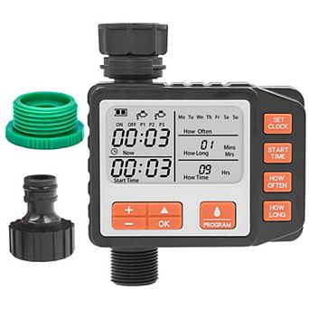 Sprinkler Timer with 3 Programs, Manual & Automatic Waterproof Faucet Irrigation Controller