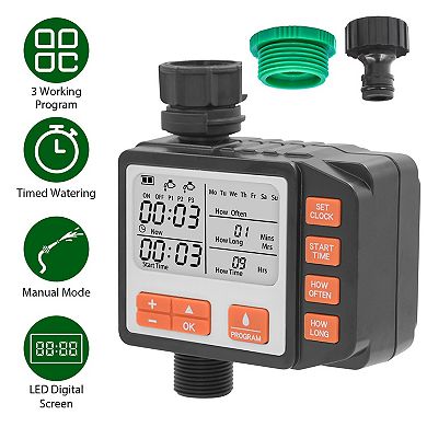Sprinkler Timer with 3 Programs, Manual & Automatic Waterproof Faucet Irrigation Controller