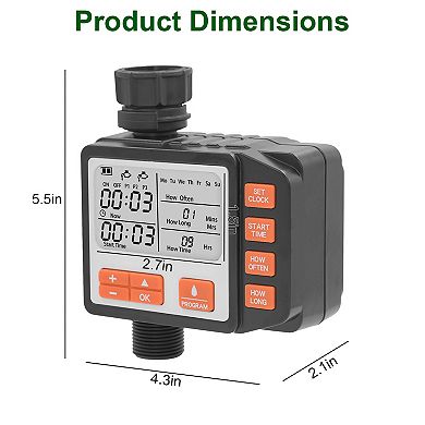Sprinkler Timer with 3 Programs, Manual & Automatic Waterproof Faucet Irrigation Controller