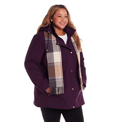Plus Size Gallery Stadium Hooded Anorak with Scarf