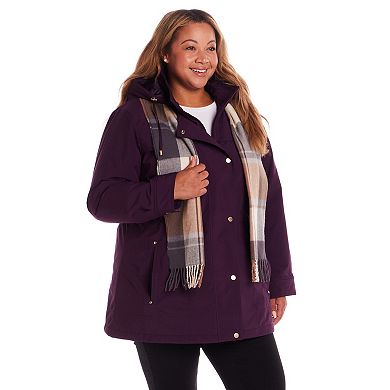 Plus Size Gallery Stadium Hooded Anorak with Scarf