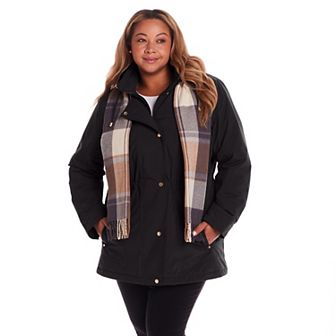 Plus Size Gallery Stadium Hooded Anorak with Scarf