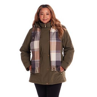 Plus Size Gallery Stadium Hooded Anorak with Scarf