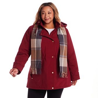 Plus Size Gallery Stadium Hooded Anorak with Scarf