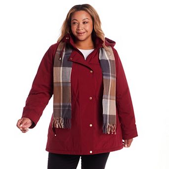 Plus Size Gallery Stadium Hooded Anorak with Scarf