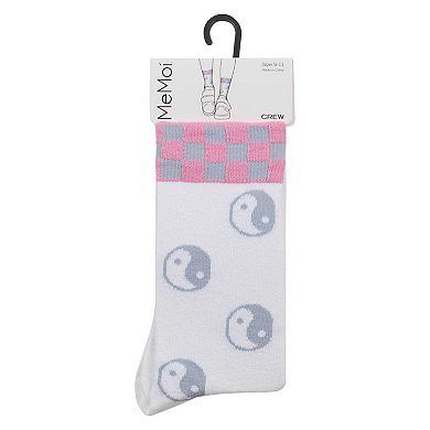 Women's "Yin Yang" Cotton-Blend Novelty Crew Sock