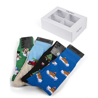 4 Pair Men's Christmas Novelty Crew Socks Gift Set