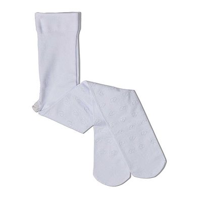 Girls Opaque "Overlapped Heart" Flocked Tights