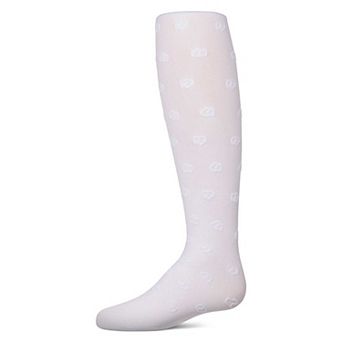 Girls Opaque "Overlapped Heart" Flocked Tights