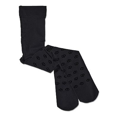 Girls Opaque "Overlapped Heart" Flocked Tights