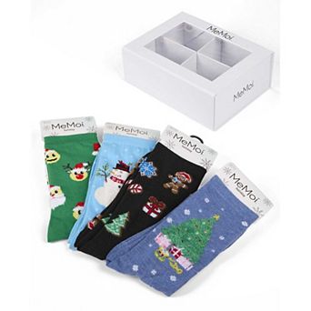 4 Pair Women's Christmas Novelty Crew Socks Gift Set