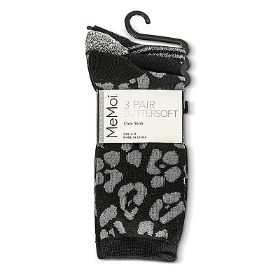 3 Pairs Women's Buttersoft Variety Novelty Crew Socks