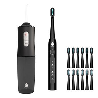 Pursonic Rechargeable Water Flosser & USB Electric Toothbrush with 12 Brush Heads