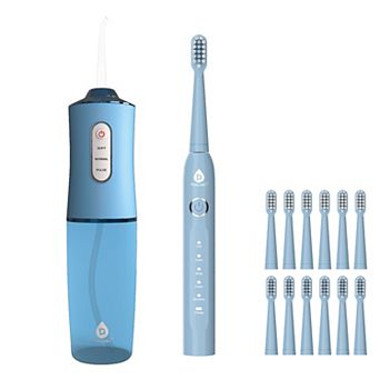 Pursonic Rechargeable Water Flosser & USB Electric Toothbrush with 12 Brush Heads