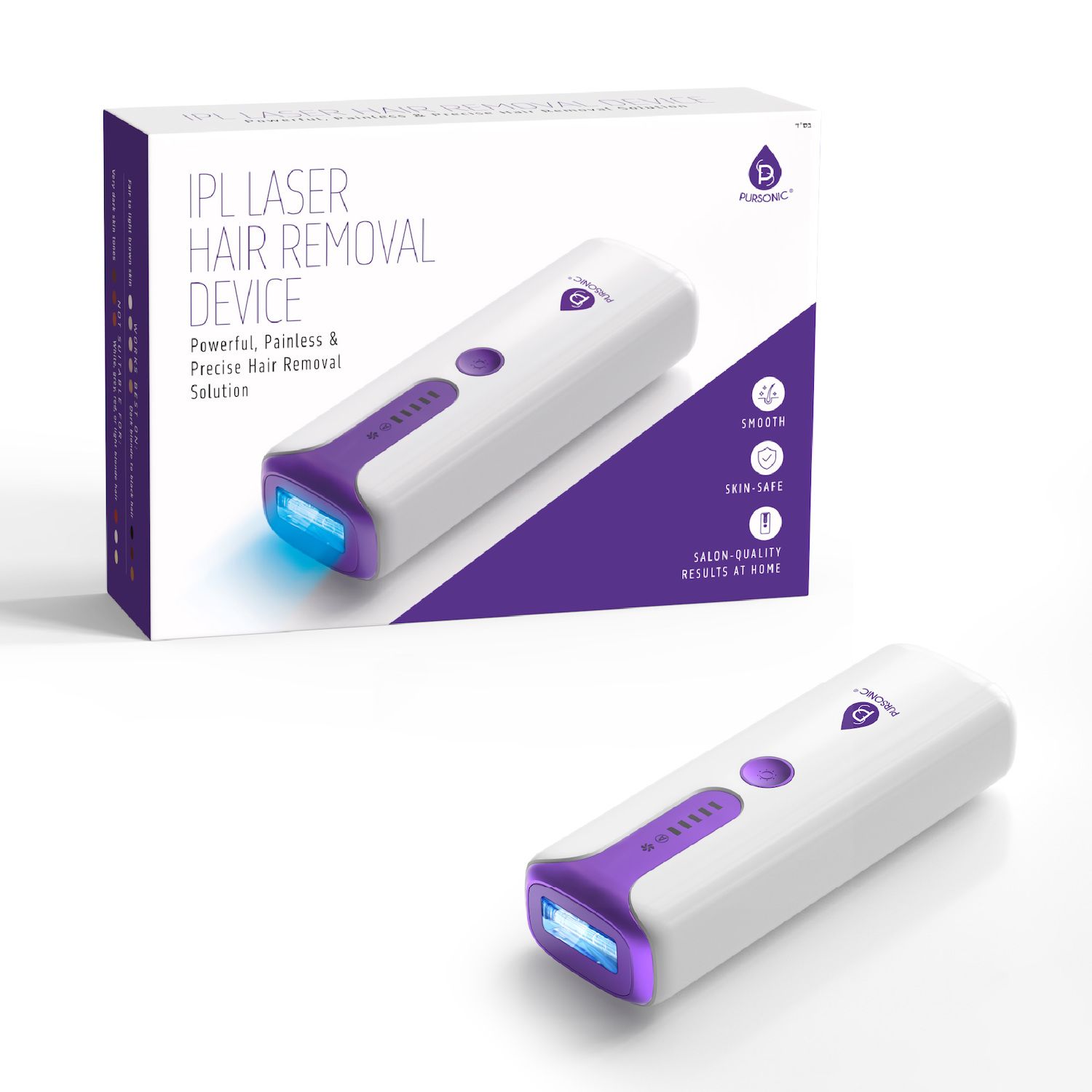 Pursonic IPL Laser Hair Removal Device w Painless Permanent Hair