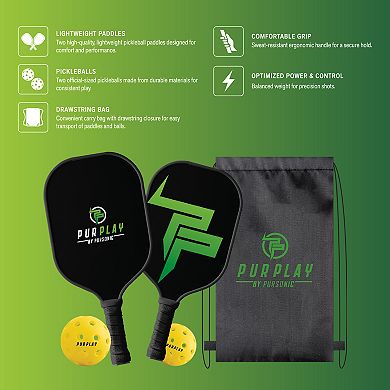 Pursonic The Ultimate Pickleball High Performance Set 4 Paddles, 4 Balls & 2 Carry Bag