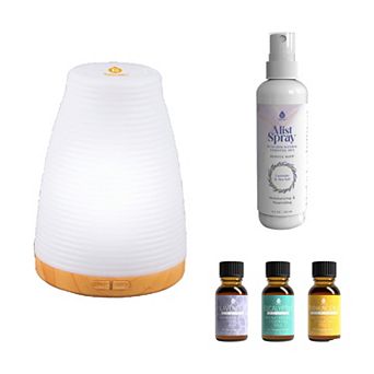 Pursonic Aromatherapy Essentials Bundle with USB Diffuser, 3-Pack Oils, and Lavender Mist Spray