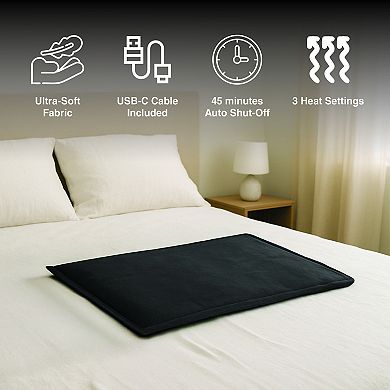Pursonic Large Electric Heating Pad with USB-C 12"x24", Ultra Soft Fabric, 3 Heat Settings