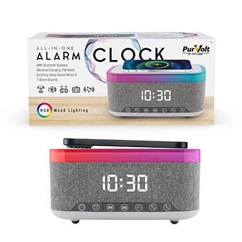 Pursonic All-in-One Alarm Clock with Bluetooth Speaker, FM Radio & Qi Wireless Charging
