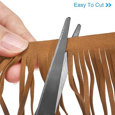2 Yards 6 Inch PU Leather Suede Fringe Trim Double Side Leather Sewing Tassel Fringe