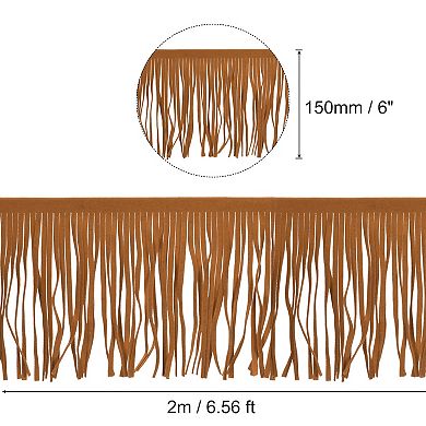 2 Yards 6 Inch PU Leather Suede Fringe Trim Double Side Leather Sewing Tassel Fringe