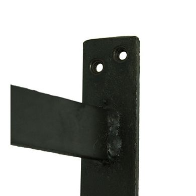 Rustic Vintage Style Metal and Wood Pulley and Hook Wall Hanging