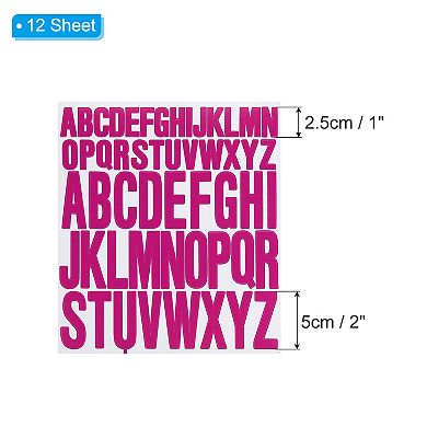 Letter Stickers 1 Inch 2 Inch, 12 Sheets Self Adhesive Alphabet Sticker Vinyl Letter Decals
