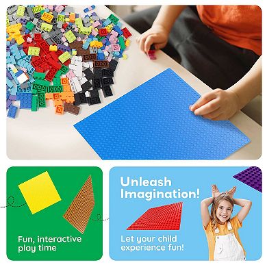 PicassoTiles 10"x10" Classic Multi Color Building Brick Plates - 10 Pack